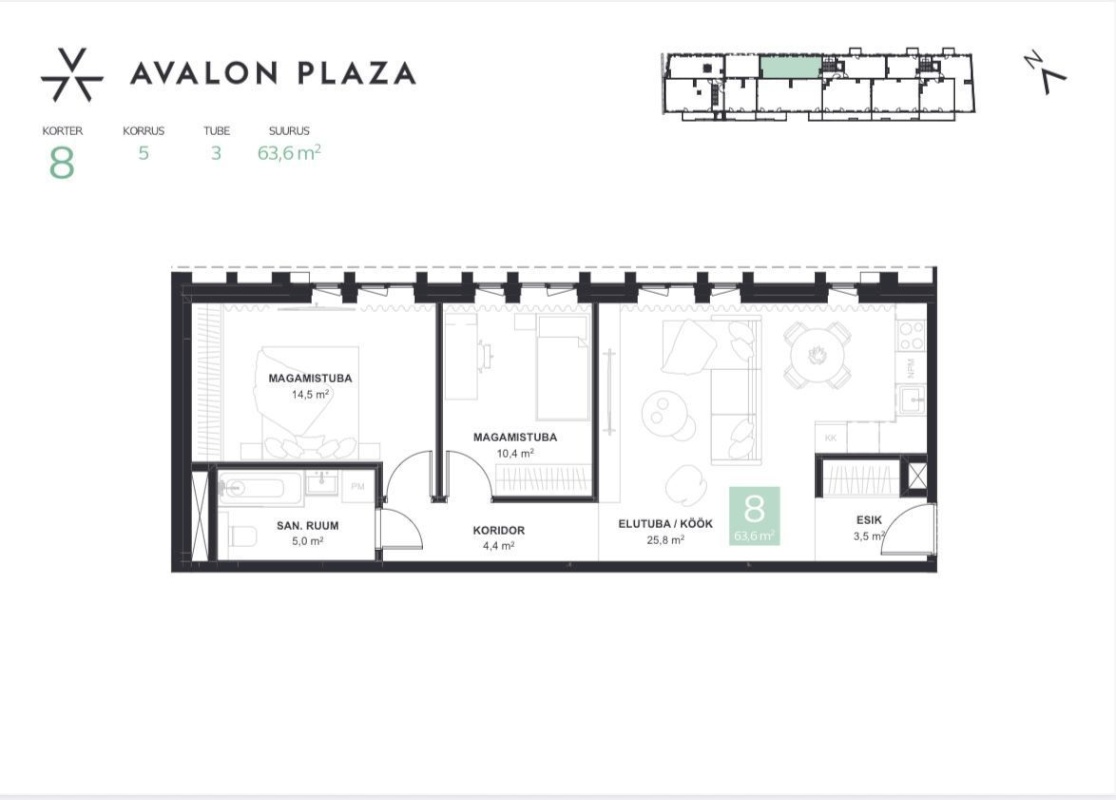 Tallinn, Kesklinna linnaosa, Tartu mnt 44-8 AVALON