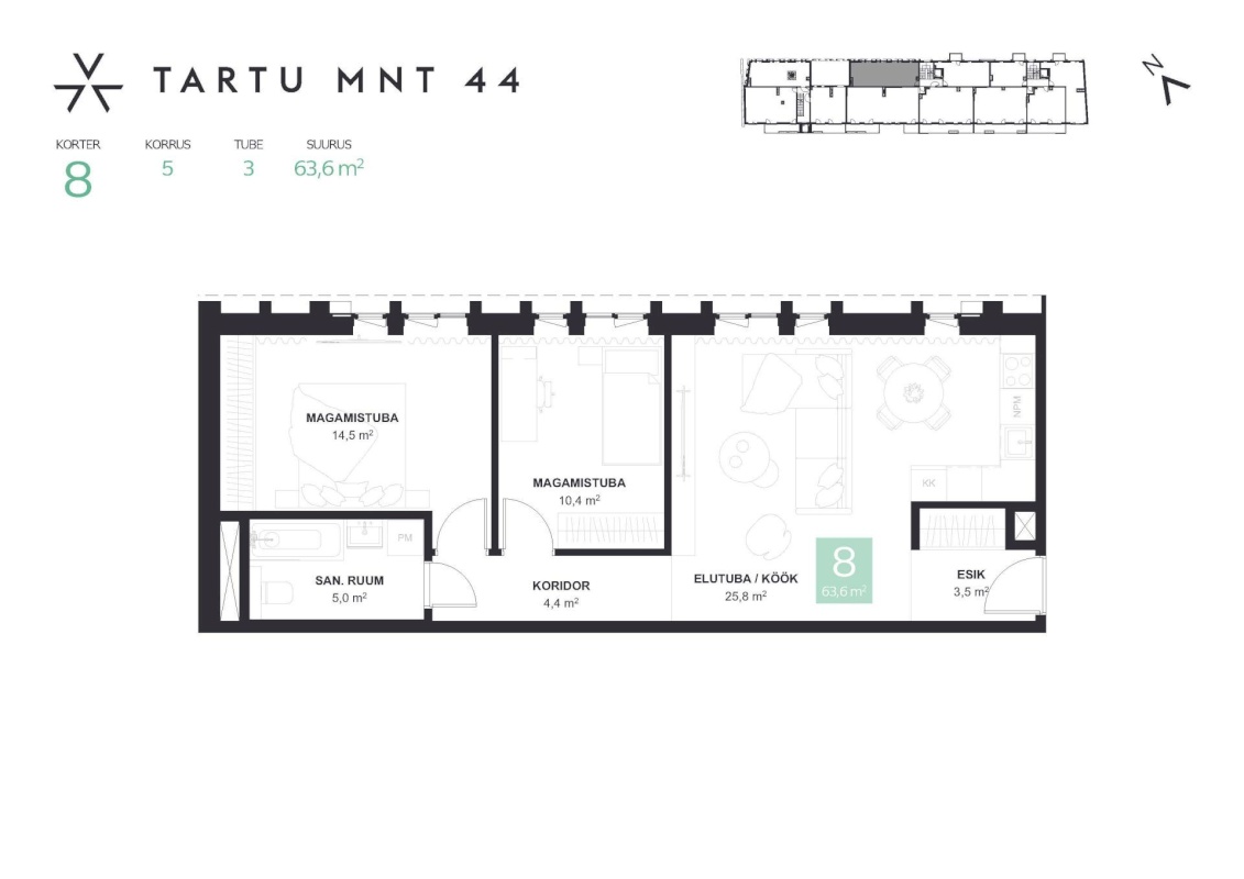Tallinn, Kesklinna linnaosa, Tartu mnt 44-8 AVALON