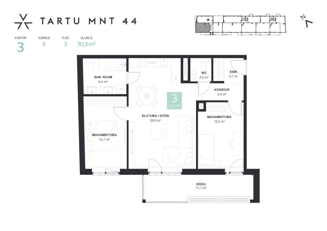 Tallinn, Kesklinna linnaosa, Tartu mnt 44-3 AVALON