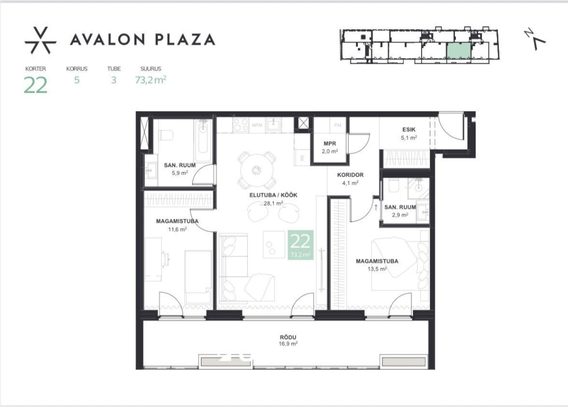 Tallinn, Kesklinna linnaosa, Tartu mnt 44-22 AVALON