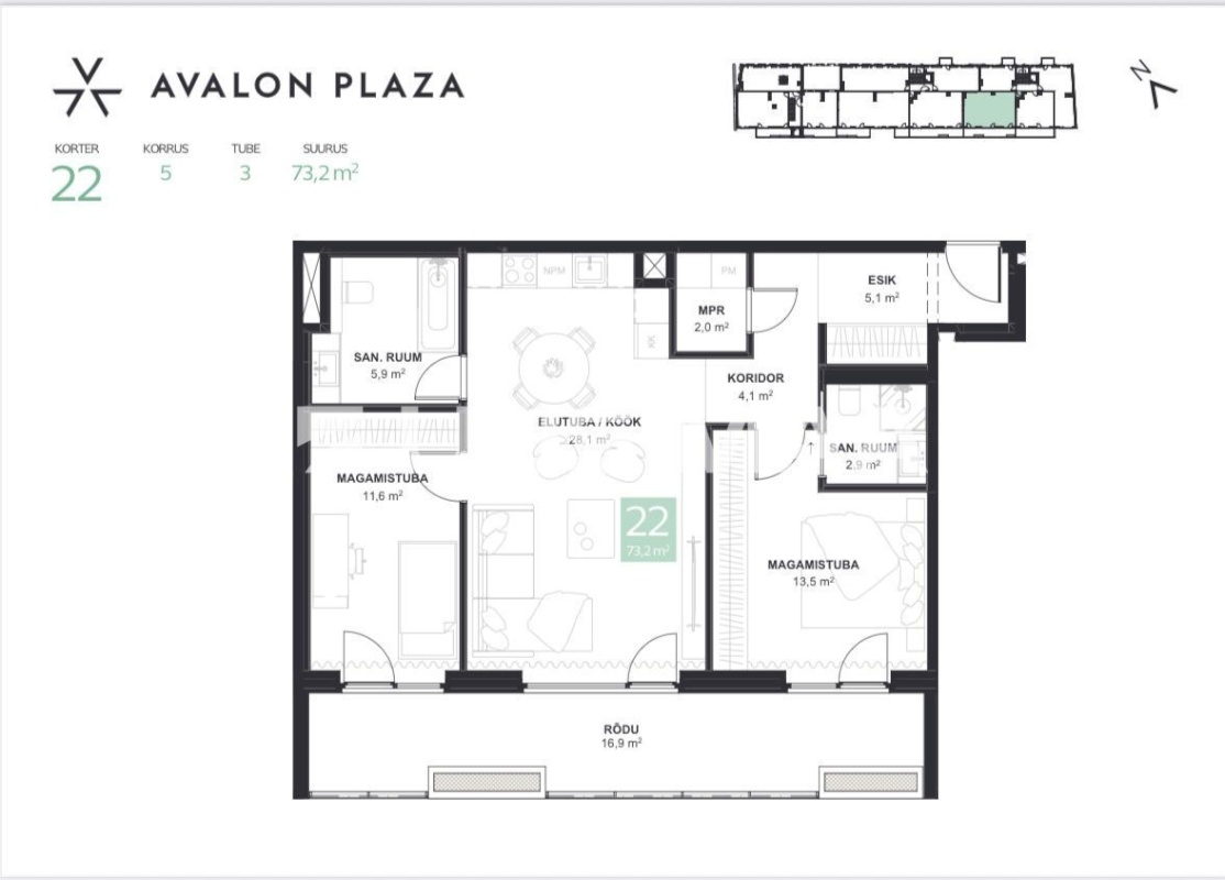 Tallinn, Kesklinna linnaosa, Tartu mnt 44-22 AVALON