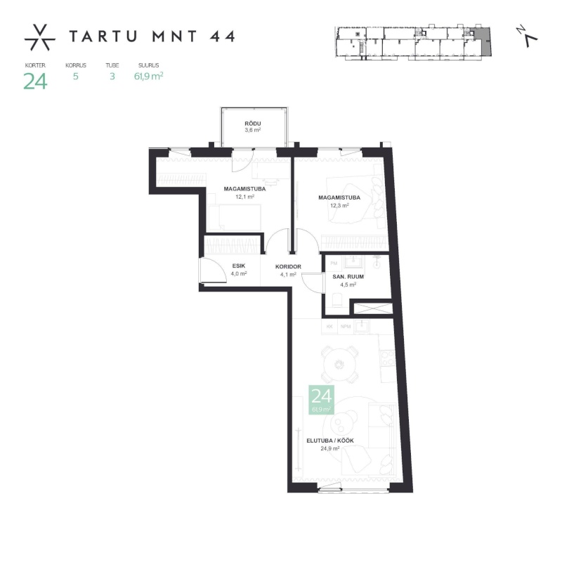 Tallinn, Kesklinna linnaosa, Tartu mnt 44-24 AVALON