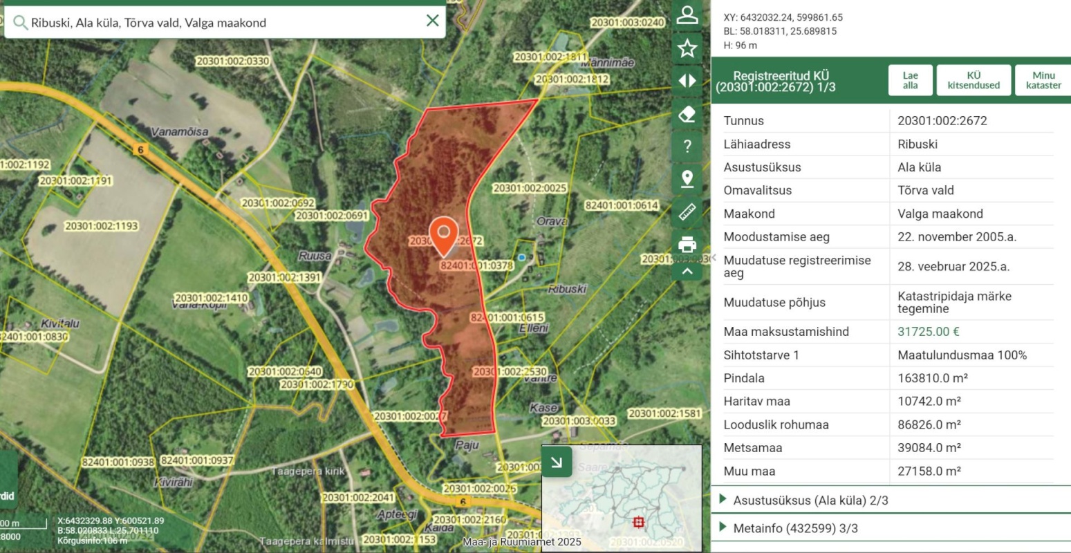 Tõrva vald, Ala küla, Ribuski