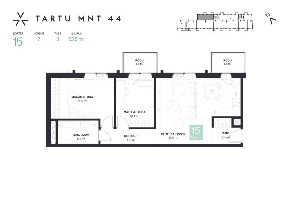 Tallinn, Kesklinna linnaosa, Tartu mnt 44-15 AVALON