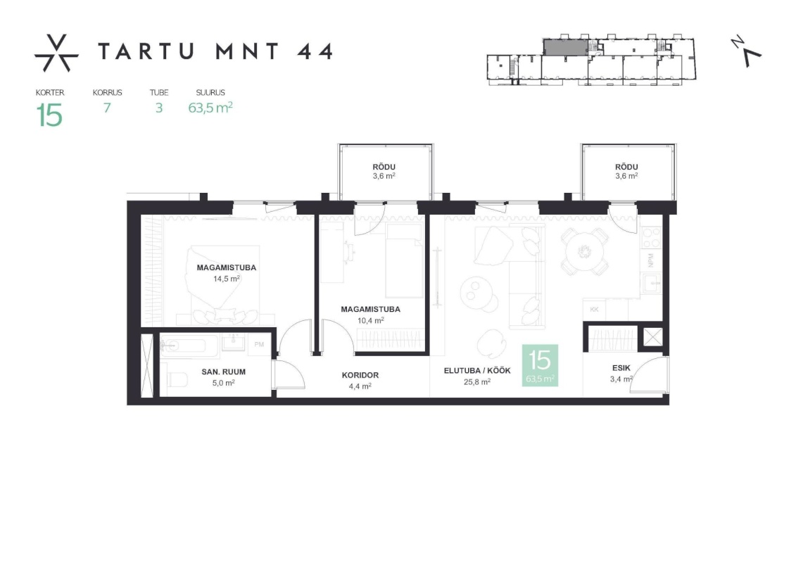 Tallinn, Kesklinna linnaosa, Tartu mnt 44-15 AVALON