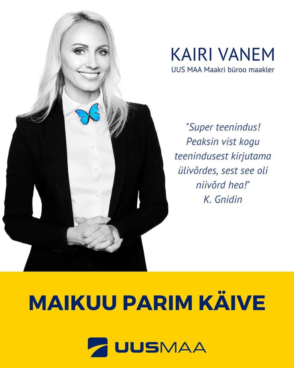 Maikuu parim käive - Kairi Vanem | Uus Maa Kinnisvarabüroo